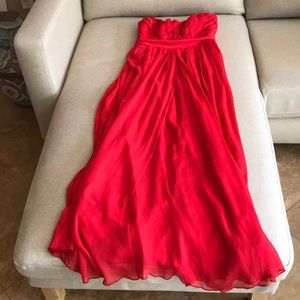 Badgely Mischka Red Strapless Prom Bridesmaid 4